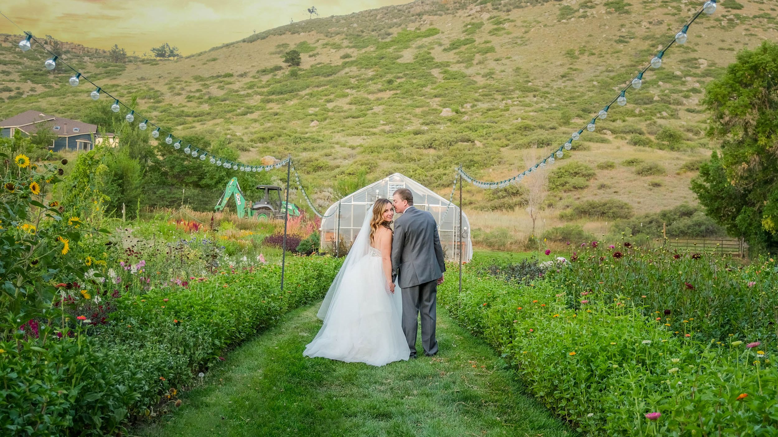 People weddings laying in grass